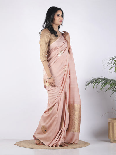 Santorini Peach Matka Georgette Saree