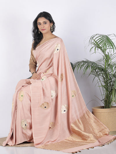 Santorini Peach Matka Georgette Saree