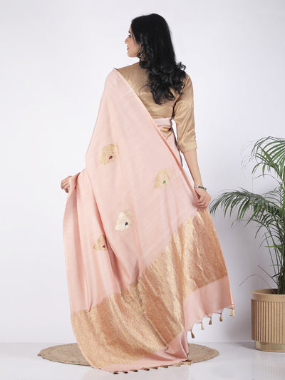 Santorini Peach Matka Georgette Saree