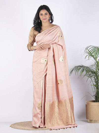 Santorini Peach Matka Georgette Saree