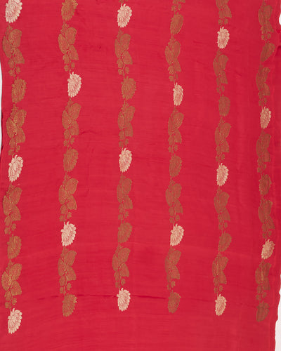 Kamal Sarovar Red Floral Matka Georgette Saree