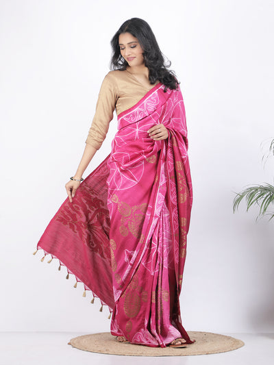 Shehzadi Pink Shibori Matka Georgette Saree