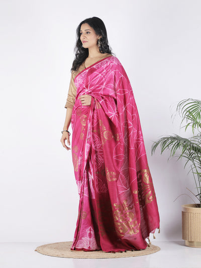 Shehzadi Pink Shibori Matka Georgette Saree
