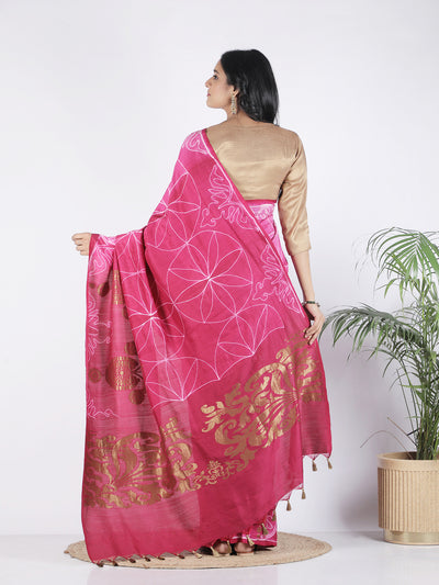 Shehzadi Pink Shibori Matka Georgette Saree