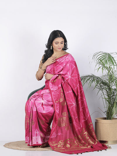Shehzadi Pink Shibori Matka Georgette Saree