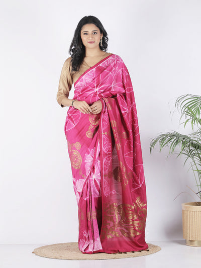 Shehzadi Pink Shibori Matka Georgette Saree