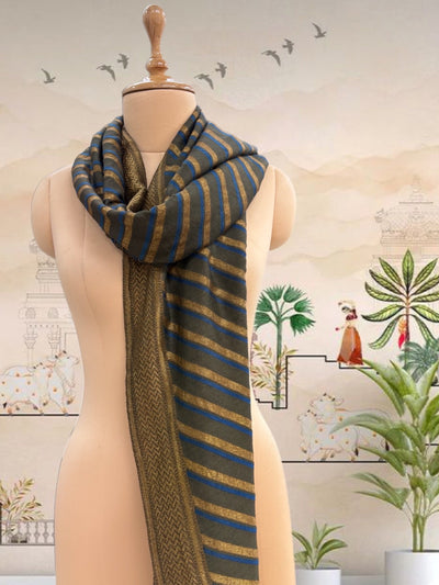Lehar Olive Green Stole Dupatta