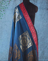 Mandapa Teal Blue Embroidered Matka Georgette Saree