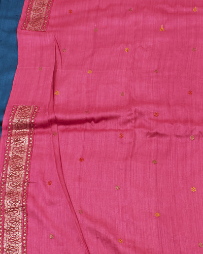 Mandapa Teal Blue Embroidered Matka Georgette Saree