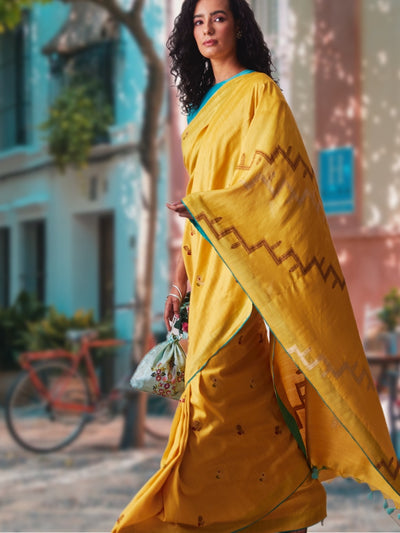 Mozambique Yellow Matka Georgette Saree