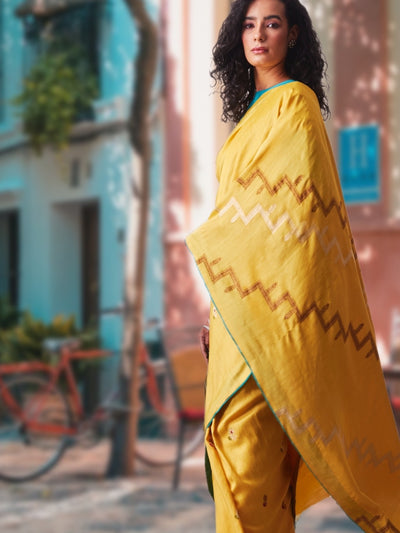 Mozambique Yellow Matka Georgette Saree