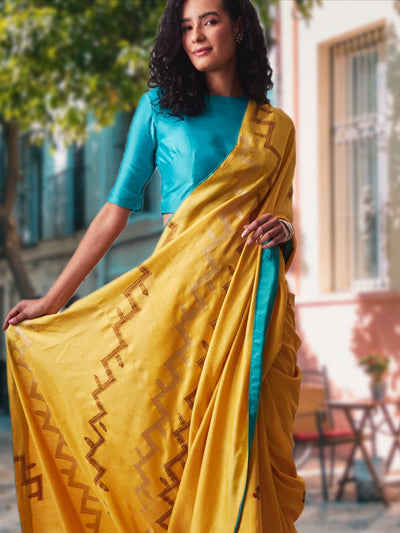 Mozambique Yellow Matka Georgette Saree