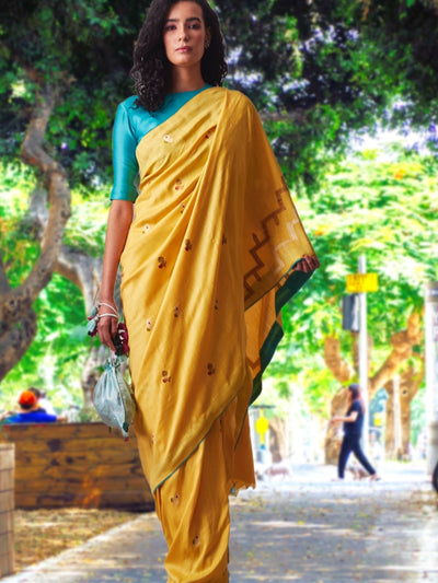 Mozambique Yellow Matka Georgette Saree