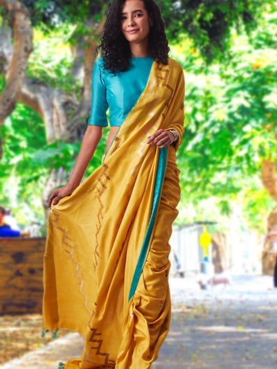 Mozambique Yellow Matka Georgette Saree