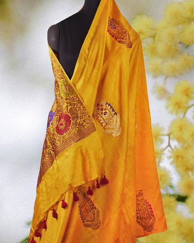 Ahilya Yellow Matka Georgette Saree