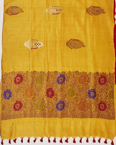 Ahilya Yellow Matka Georgette Saree