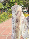 Valley of Flowers White Printed Linen Saree