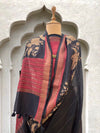 Swapnasundari Black Moonga Cotton Printed Saree