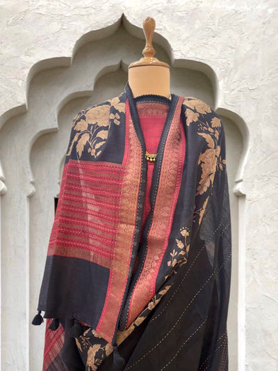 Swapnasundari Black Moonga Cotton Printed Saree