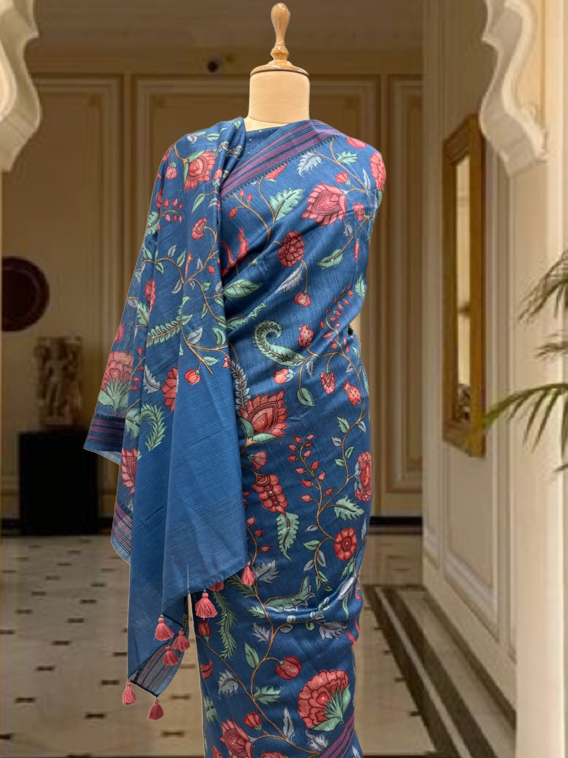 Chandragiri Blue Moonga Cotton Saree