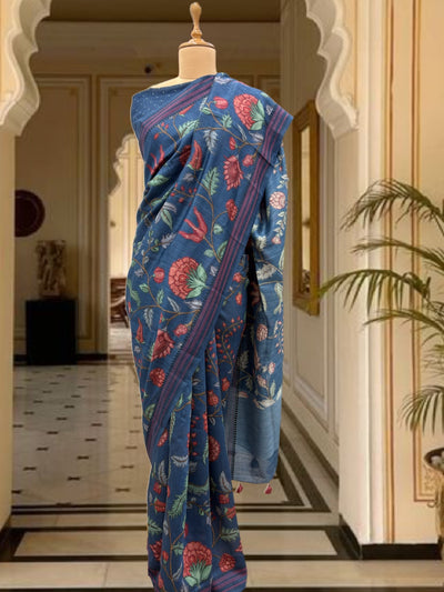 Chandragiri Blue Moonga Cotton Saree