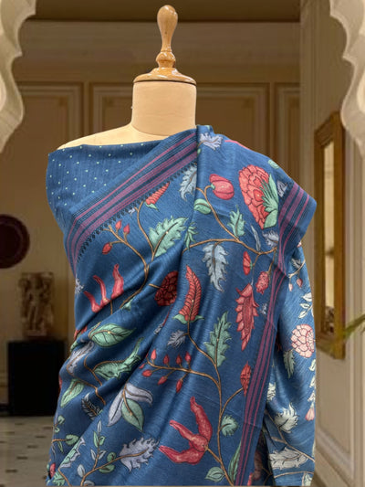 Chandragiri Blue Moonga Cotton Saree