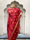 Samyukta Red Moonga Cotton Saree