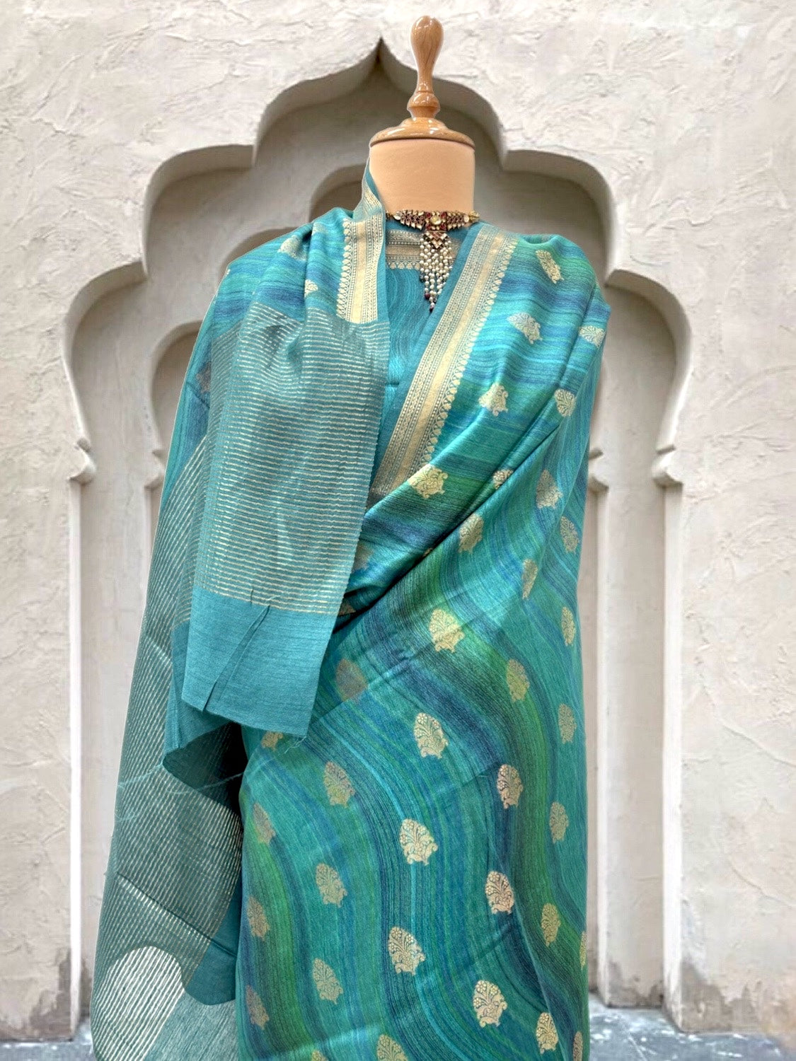 Diya Turquoise Moonga Cotton Saree