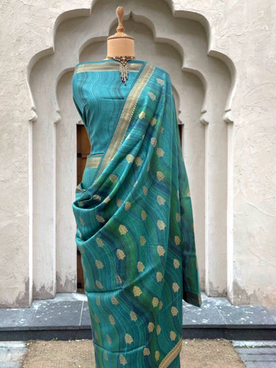 Diya Turquoise Moonga Cotton Saree