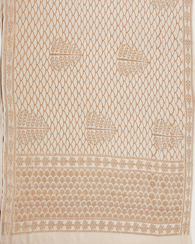 Mansarovar Ivory Gold Moonga Georgette Saree