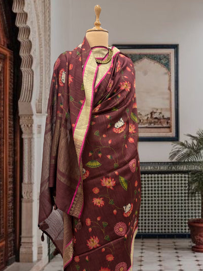 Saroja Maroon Moonga Cotton Saree