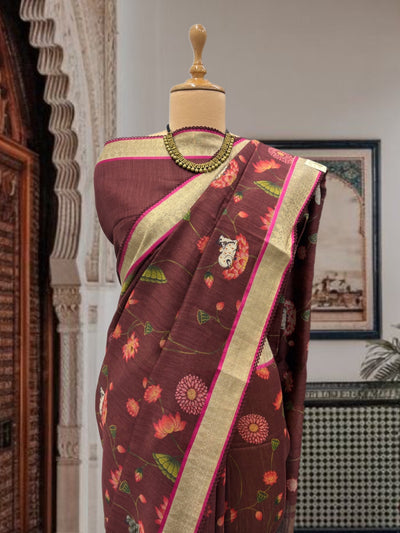 Saroja Maroon Moonga Cotton Saree