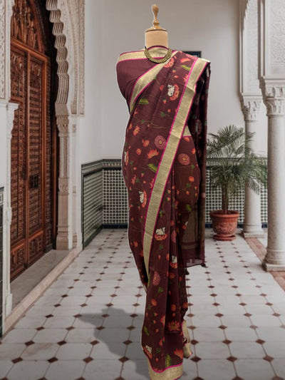 Saroja Maroon Moonga Cotton Saree