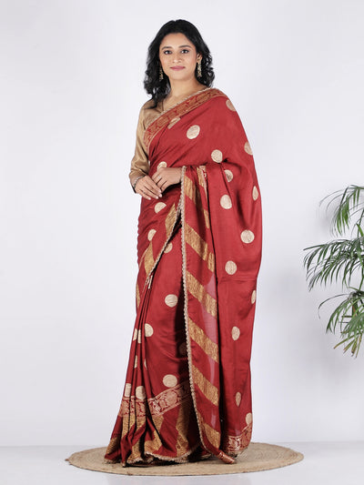 Ruhi Brick Rust Moonga Georgette Saree
