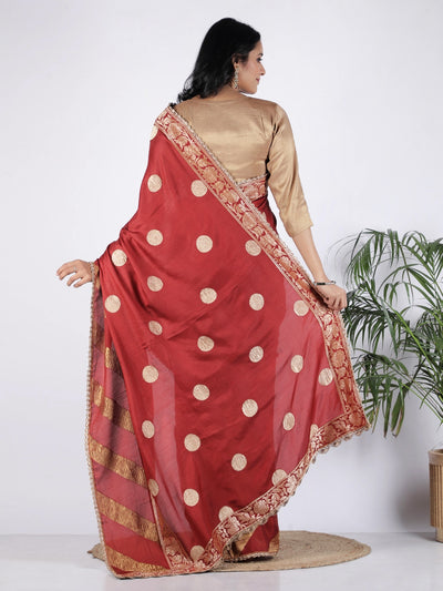 Ruhi Brick Rust Moonga Georgette Saree