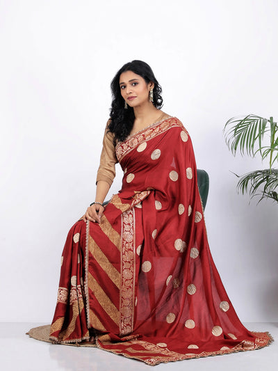 Ruhi Brick Rust Moonga Georgette Saree