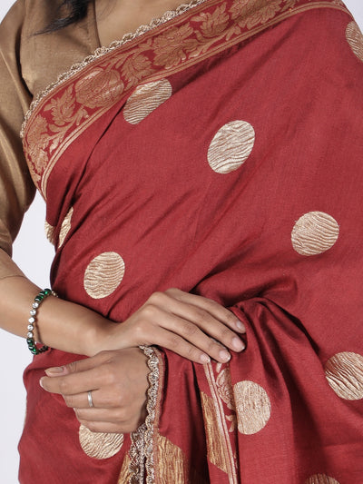 Ruhi Brick Rust Moonga Georgette Saree