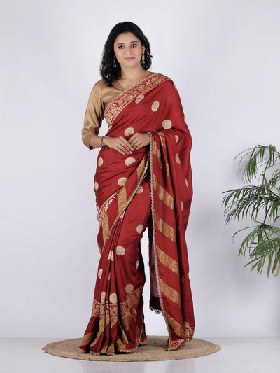 Ruhi Brick Rust Moonga Georgette Saree