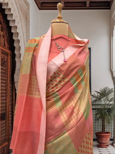 Secret Rendezvous Peach Moonga Cotton Saree