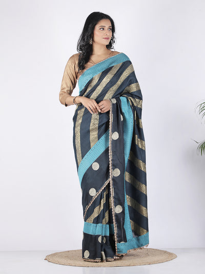 Mahira Teal Blue Moonga Georgette Saree