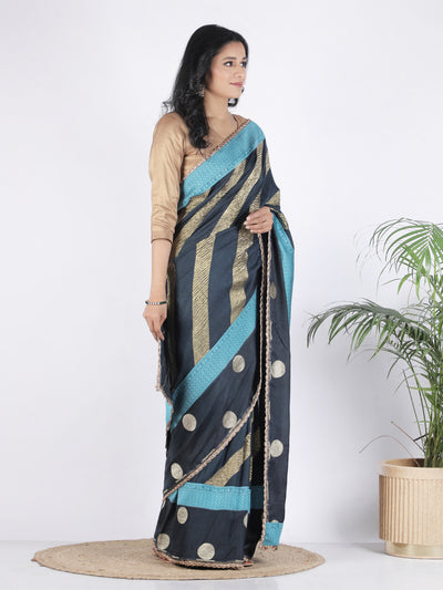 Mahira Teal Blue Moonga Georgette Saree