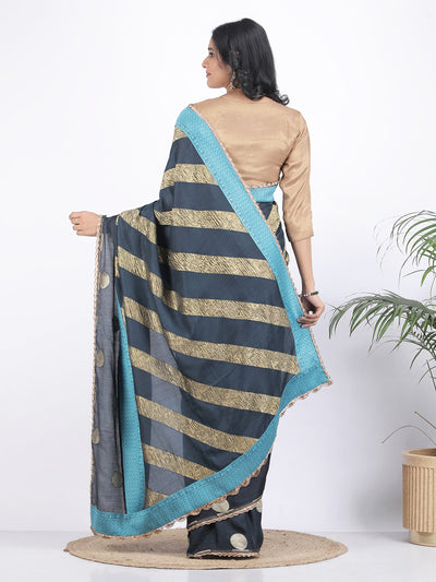 Mahira Teal Blue Moonga Georgette Saree