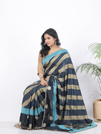 Mahira Teal Blue Moonga Georgette Saree