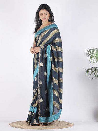 Mahira Teal Blue Moonga Georgette Saree