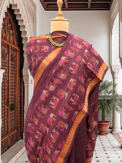 Kampilya Kantha Moonga Cotton Saree