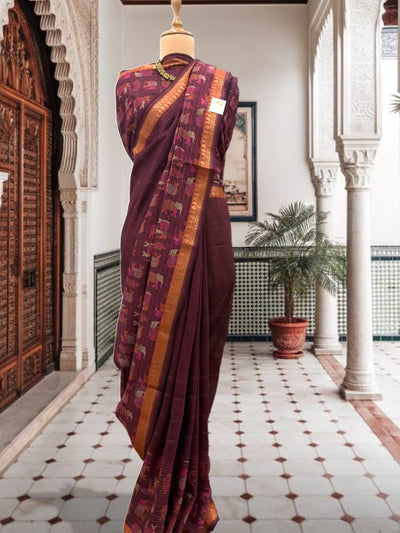 Kampilya Kantha Moonga Cotton Saree