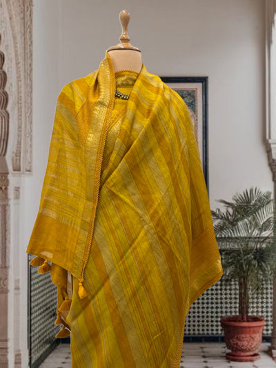 Jaisalmer Yellow Moonga Cotton Printed Saree