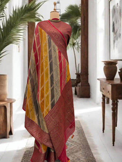 Anandi Red Cotton Saree