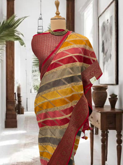 Anandi Red Cotton Saree