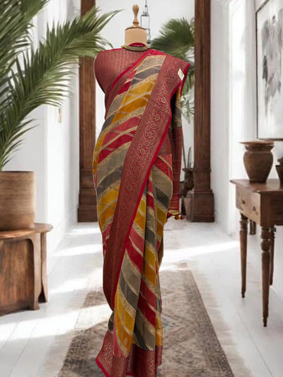 Anandi Red Cotton Saree